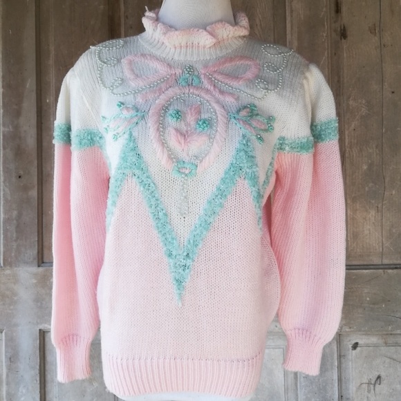 Vintage Pink Jaclyn Smith Embellished Sweater - Picture 5 of 6